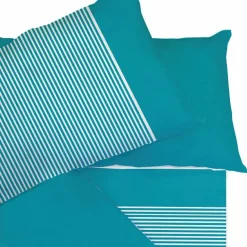 Set lenzuola matrimoniali con 4 federe in cotone turchese Strudel