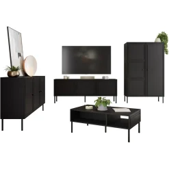 Set mobili soggiorno completo nero opaco Stark 1