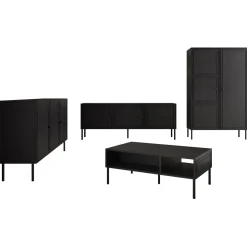 Set mobili soggiorno completo nero opaco Stark 1
