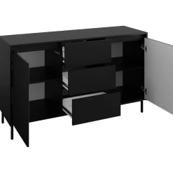 Set mobili soggiorno completo design cannettato nero Strike