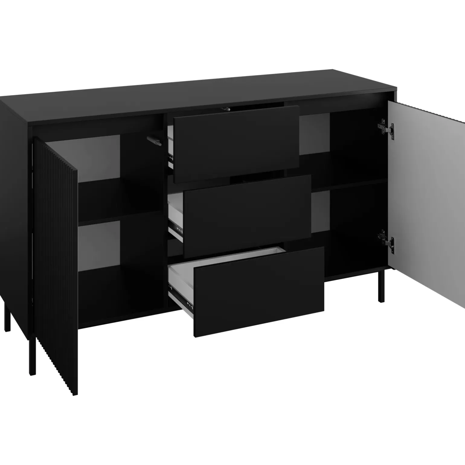 Set mobili soggiorno completo design cannettato nero Strike