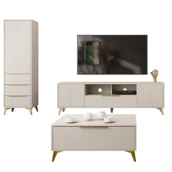 Set mobili soggiorno completo beige frontali serigrafati Miriam 1
