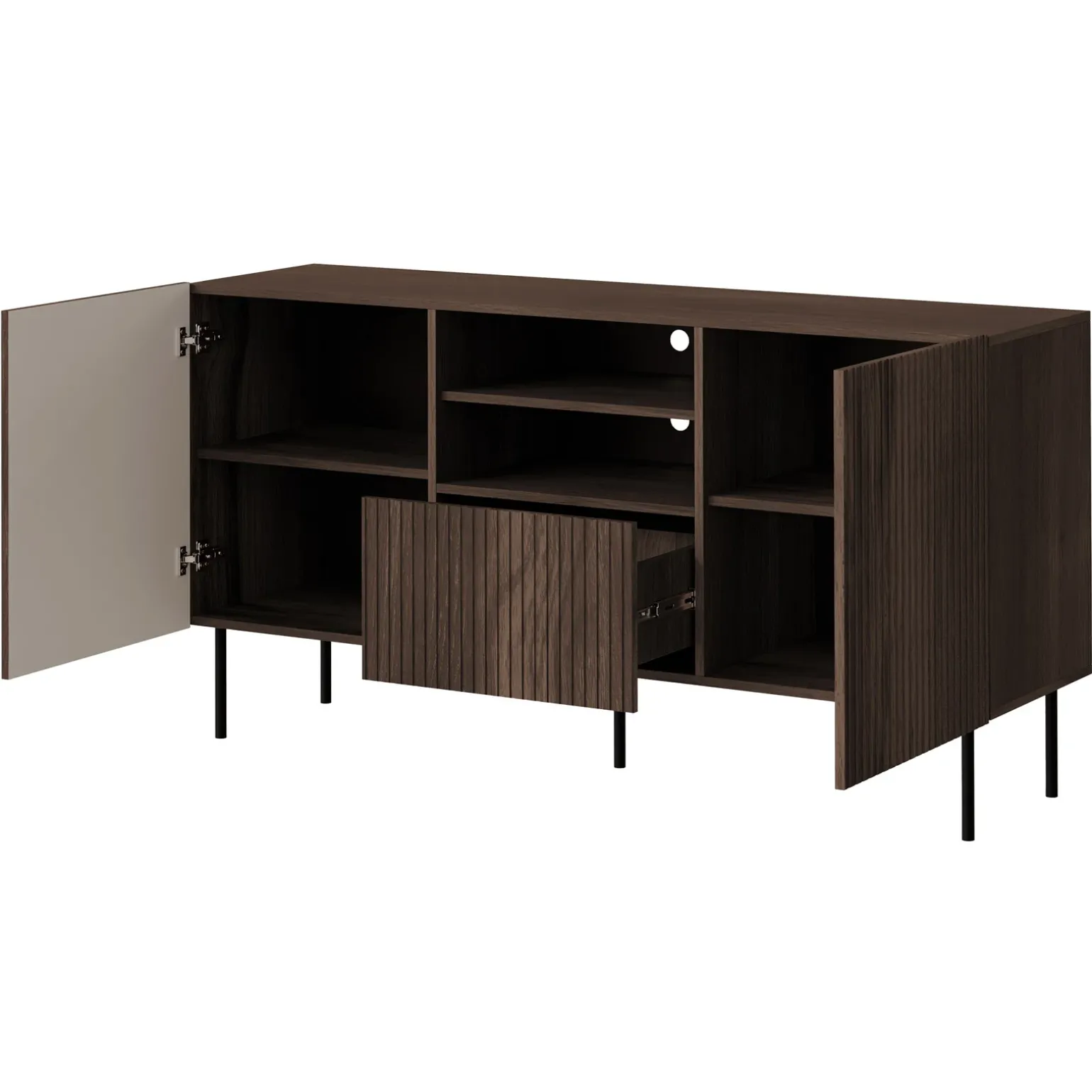 Set mobili soggiorno completo noce cannettato Gabiot