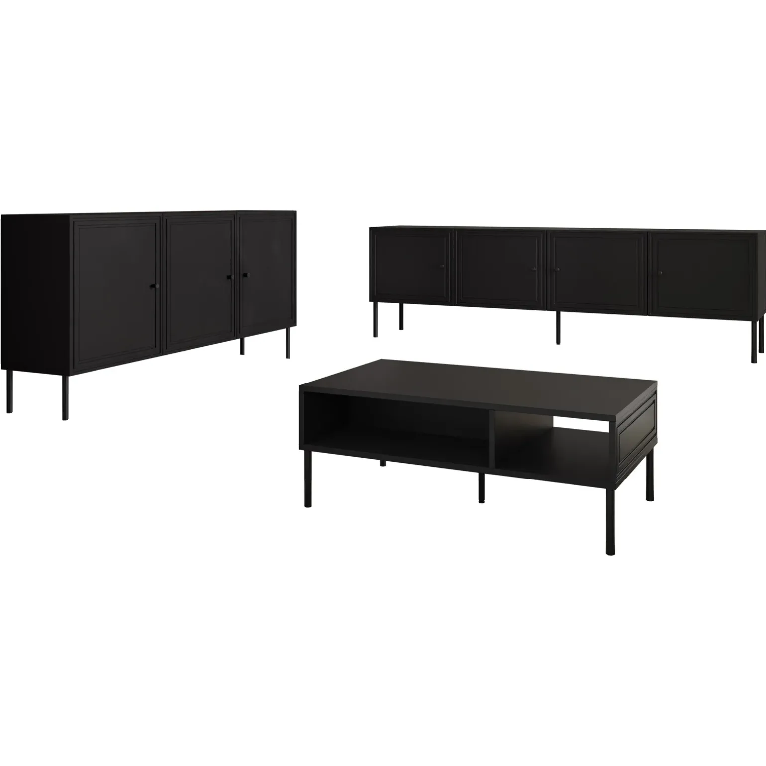 Set mobili soggiorno completo nero opaco Stark 2