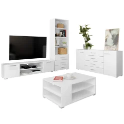 Set mobili soggiorno completo design moderno bianco Pastello