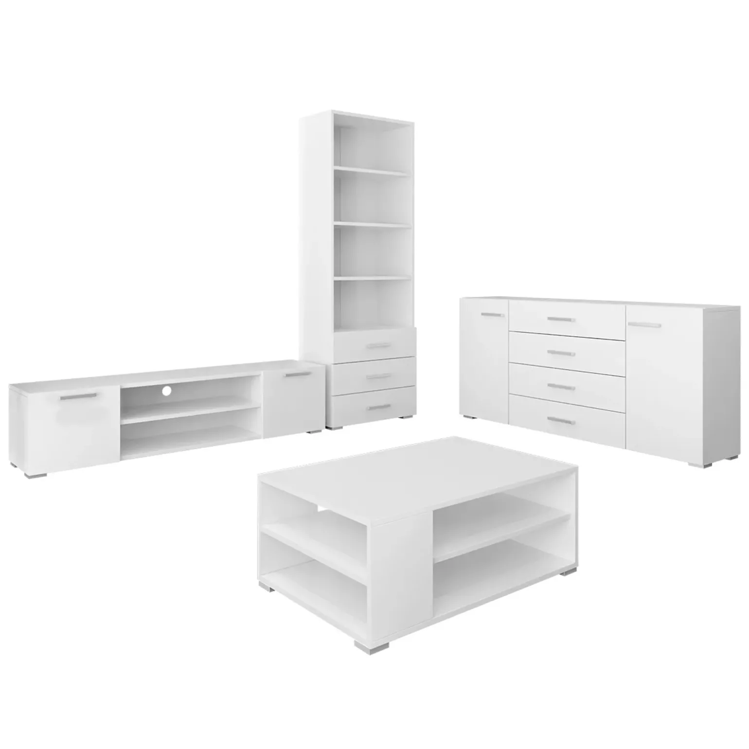 Set mobili soggiorno completo design moderno bianco Pastello