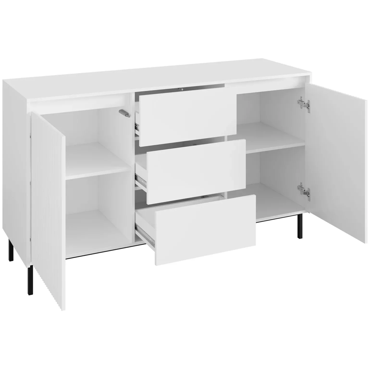 Set mobili soggiorno completo design cannettato bianco Strike