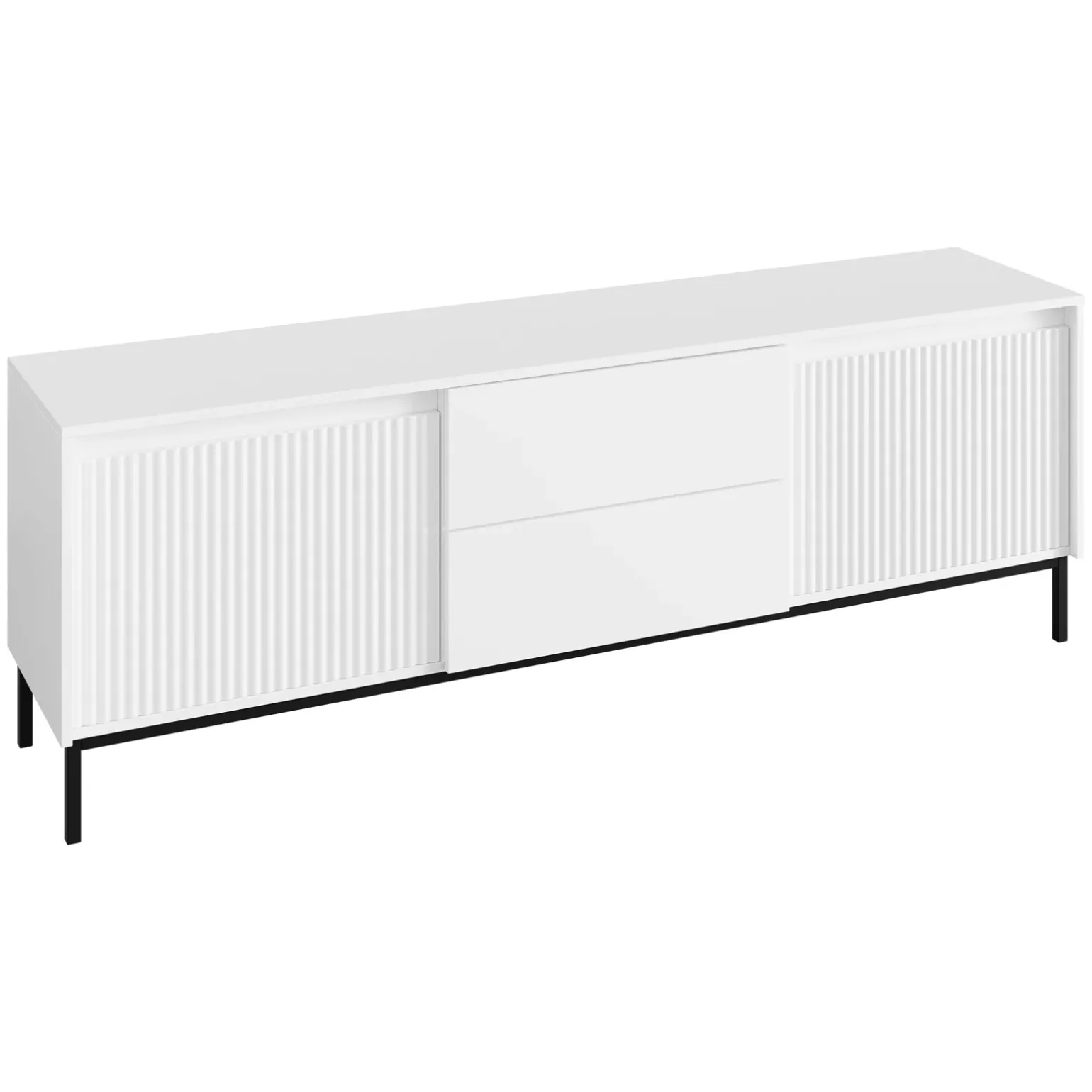 Set mobili soggiorno completo design cannettato bianco Strike