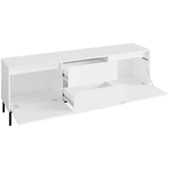 Set mobili soggiorno completo design cannettato bianco Strike