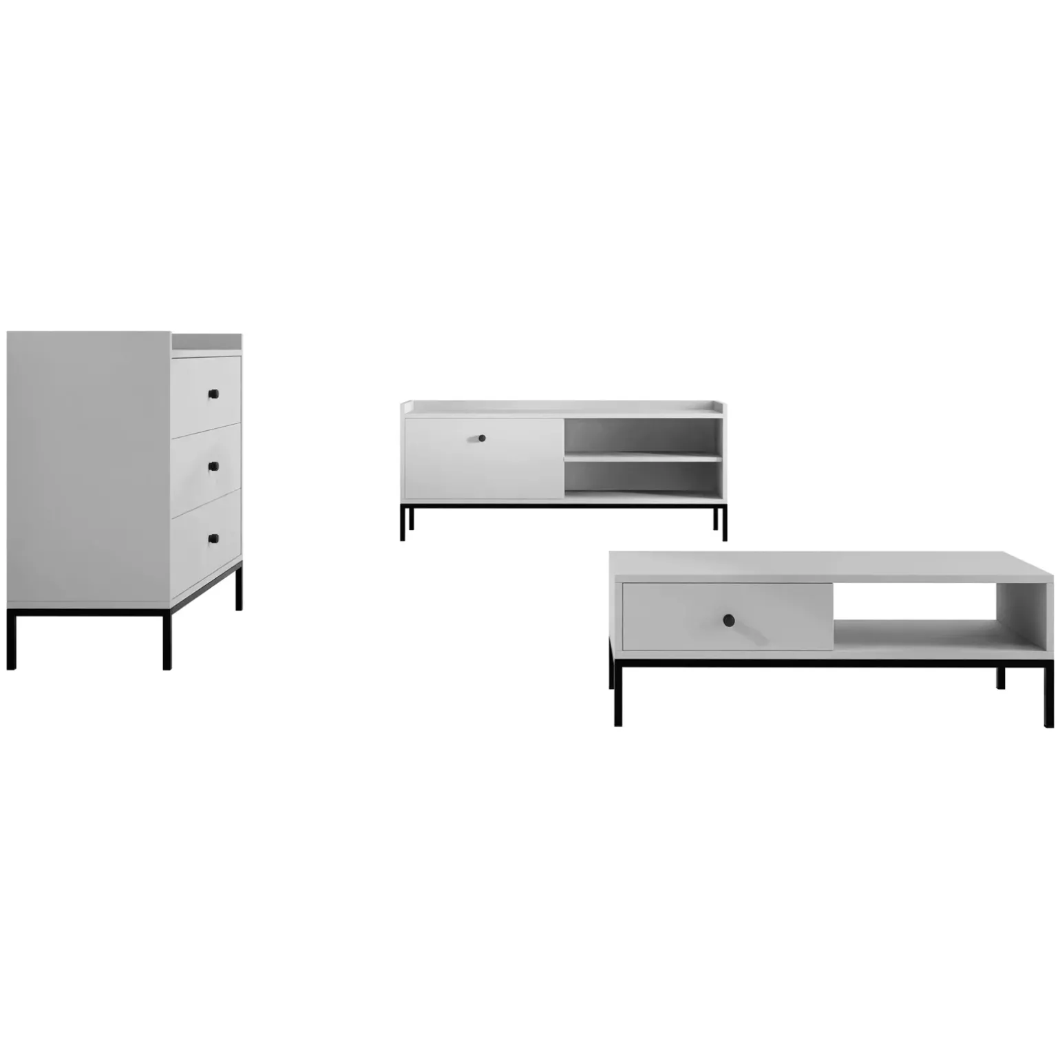 Set mobili soggiorno completo design moderno bianco Pollon 2