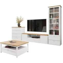 Set mobili soggiorno completo moderno bianco rovere Relaxio