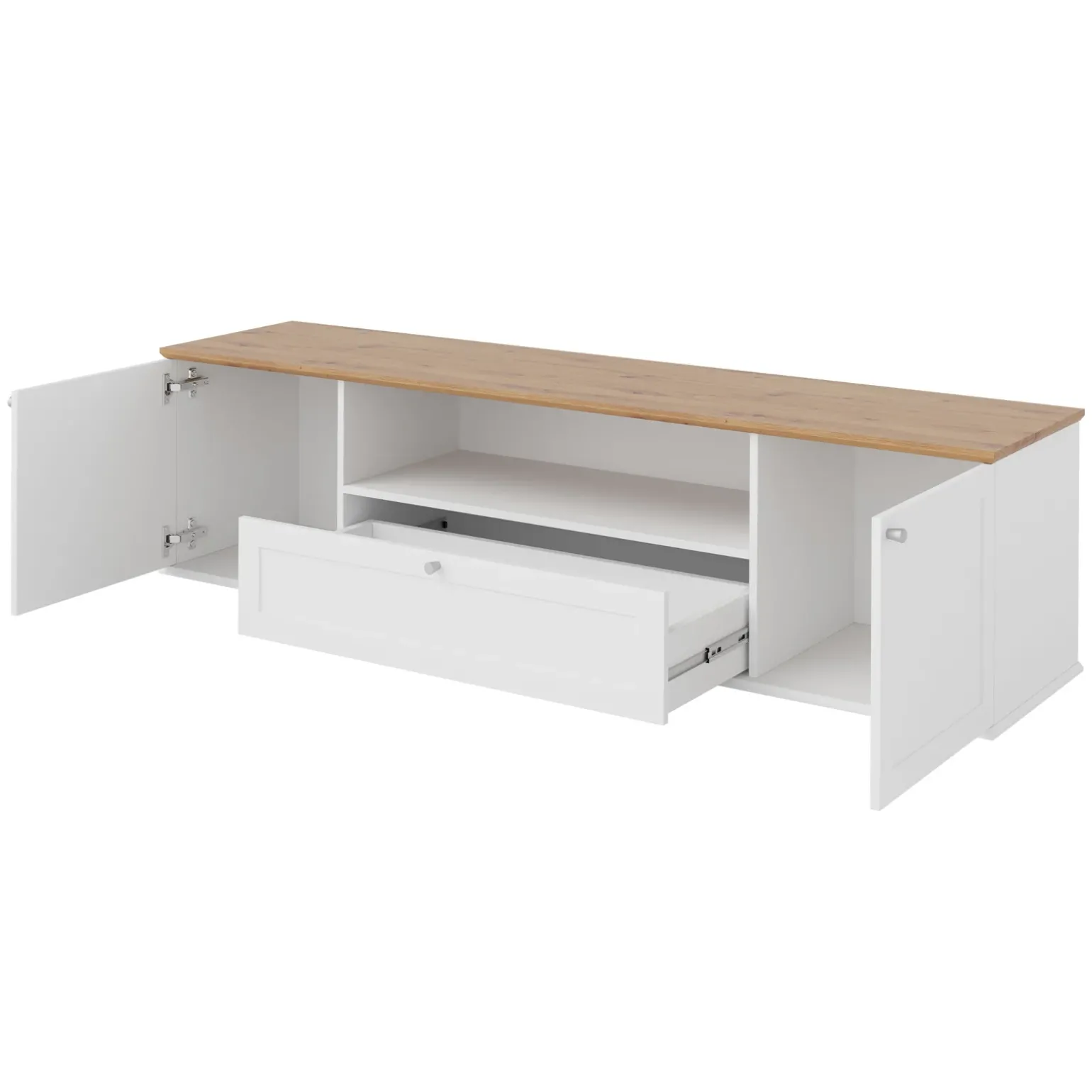 Set mobili soggiorno completo moderno bianco rovere Relaxio