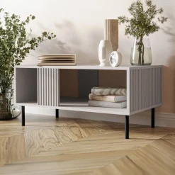 Set mobili soggiorno completo con frontali cannettati beige Ziggy 5