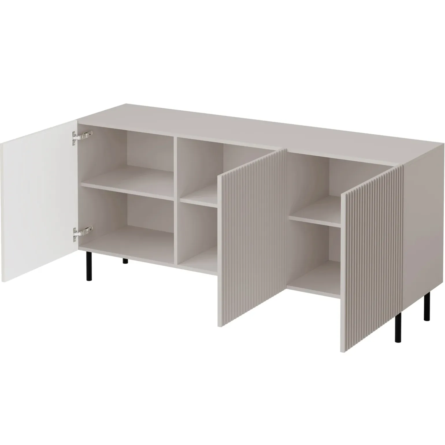 Set mobili soggiorno completo con frontali cannettati beige Ziggy 2
