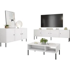 Set mobili soggiorno completo bianco opaco Stark 2