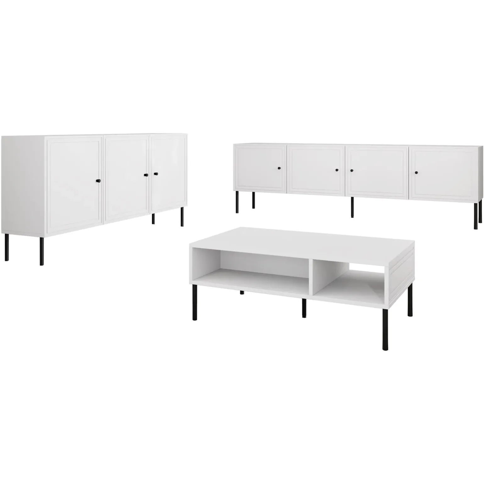 Set mobili soggiorno completo bianco opaco Stark 2