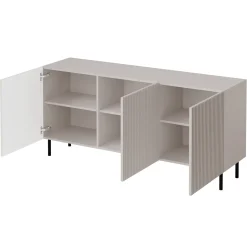 Set mobili soggiorno completo con frontali cannettati beige Ziggy 1