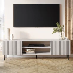 Set mobili soggiorno completo con frontali cannettati beige Ziggy 4