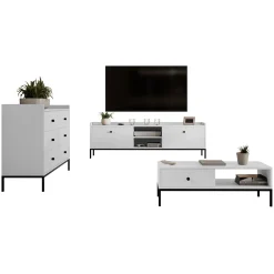 Set mobili soggiorno completo design moderno bianco Pollon