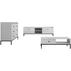 Set mobili soggiorno completo design moderno bianco Pollon