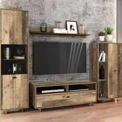 Set mobili soggiorno completo industrial legno vecchio antico West Gihome®