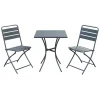 Set tavolo da giardino + 2 sedie pieghevoli acciaio antracite Liliana