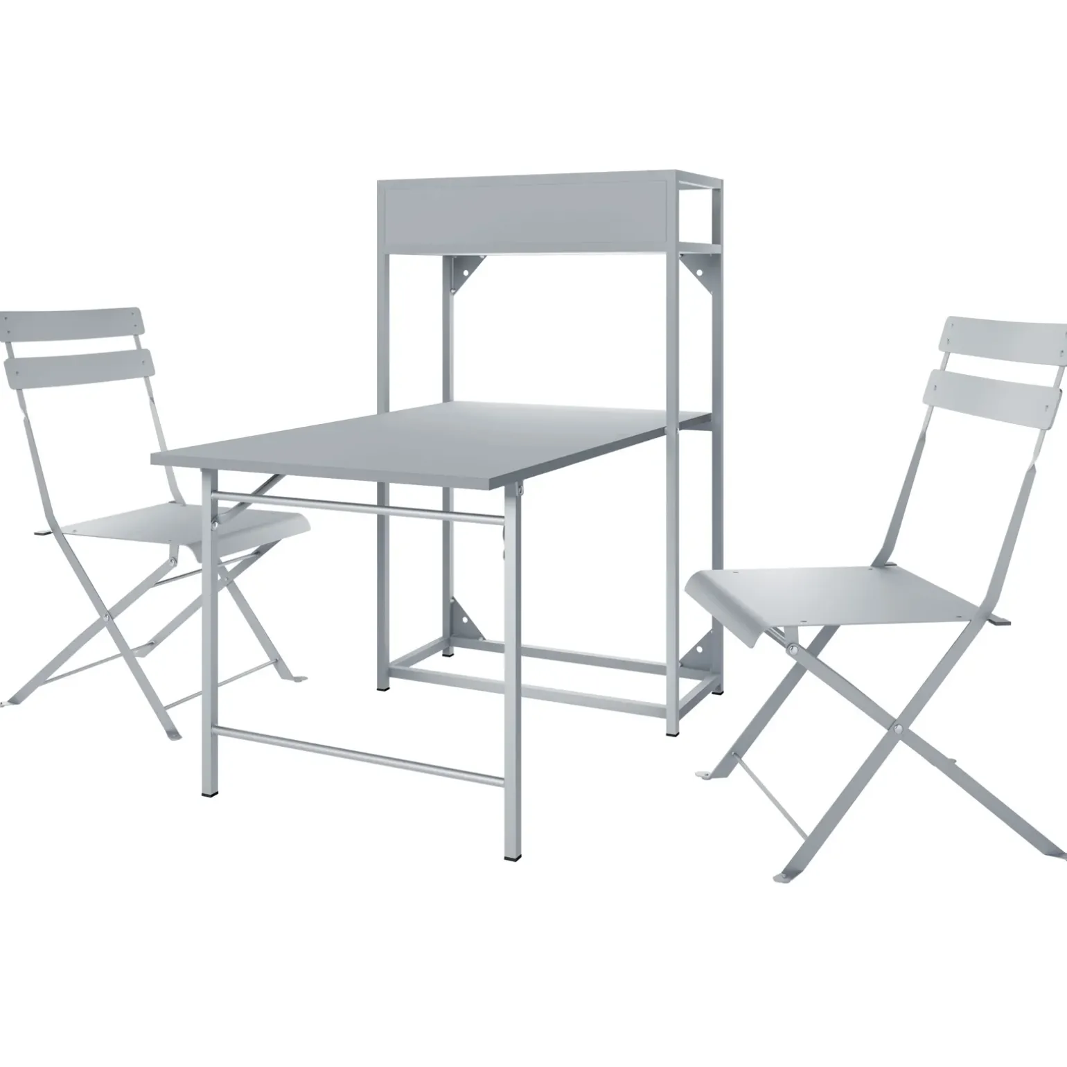 Set tavolo da giardino 2 sedie con fioriera grigio Marin