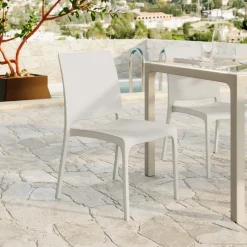 Set tavolo da giardino esterno dehors 150x90 cm antracite + 4 sedie bianco Coral