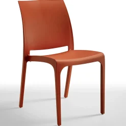 Set tavolo da giardino esterno dehors 150x90 cm antracite + 4 sedie rosso mattone Coral