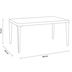 Set tavolo da giardino esterno dehors 150x90 cm antracite + 4 sedie rosso mattone Coral