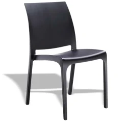 Set tavolo da giardino esterno dehors con vetro 150x90 cm bianco + 6 sedie nero Ivy