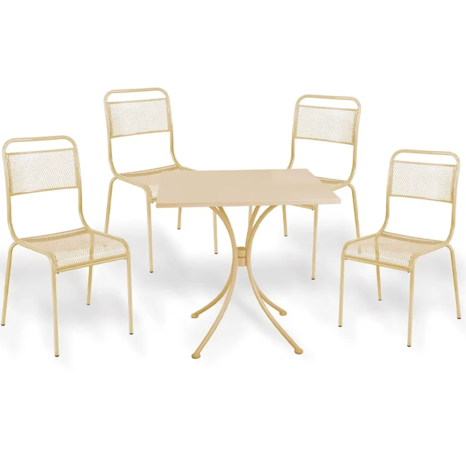 Set tavolo quadrato 70x70cm + 4 sedie da giardino crema Morena