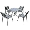 Set tavolo 70x70cm + 4 sedie da giardino acciaio antracite Aldolfo