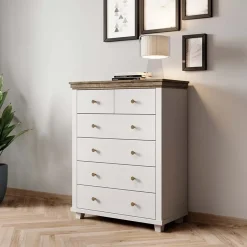 Settimino 90x113h cm 6 cassetti moderno bianco frassinato quercia Texel