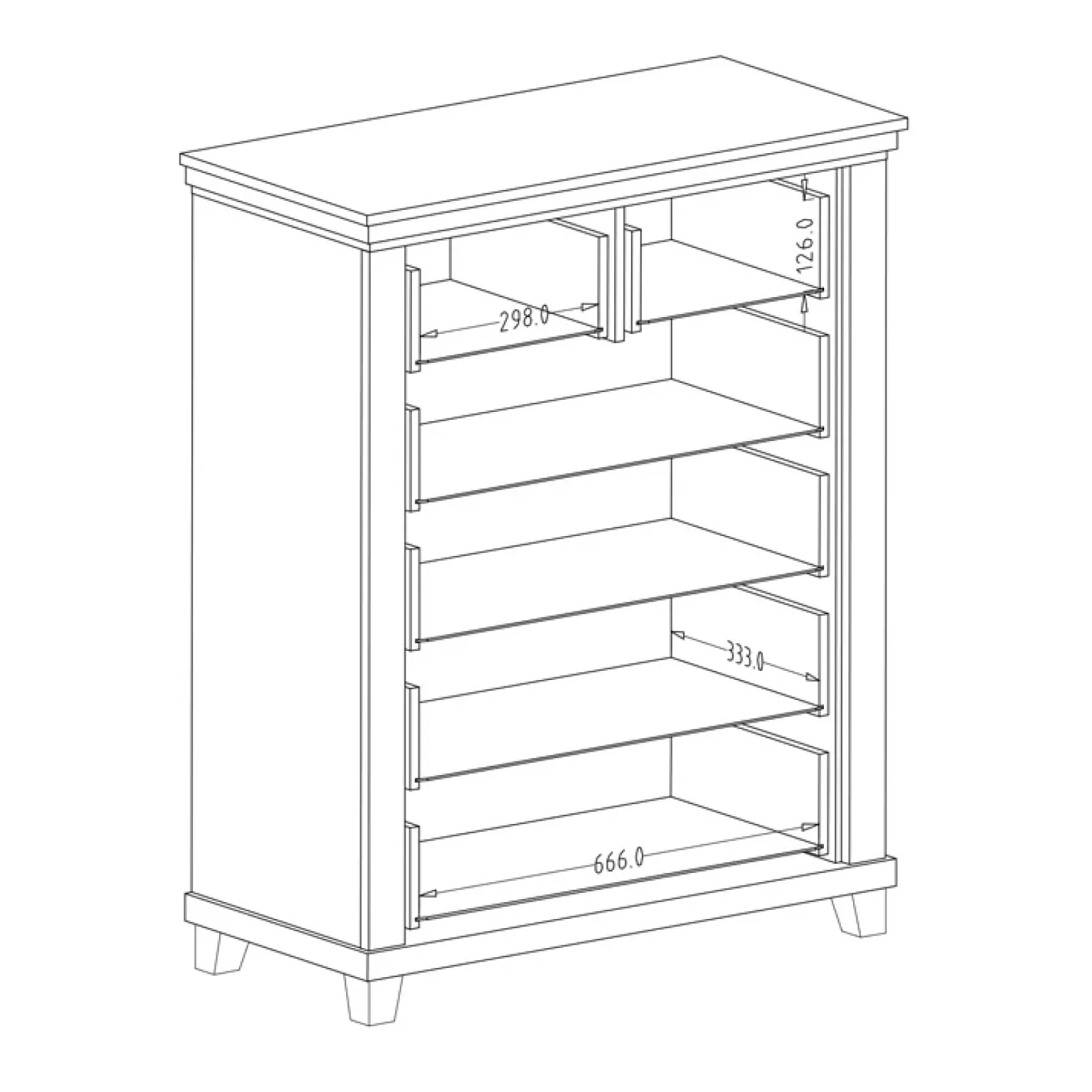 Settimino 90x113h cm 6 cassetti moderno bianco frassinato quercia Texel