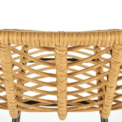 Sgabello alto 100 cm in rattan metallo nero Fresh