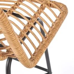 Sgabello alto 100 cm in rattan metallo nero Fresh