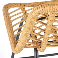 Sgabello alto 100 cm in rattan metallo nero Fresh