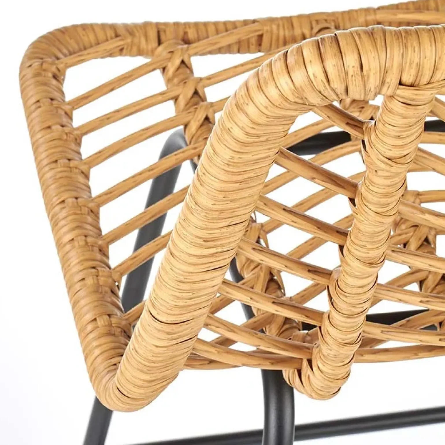 Sgabello alto 100 cm in rattan metallo nero Fresh