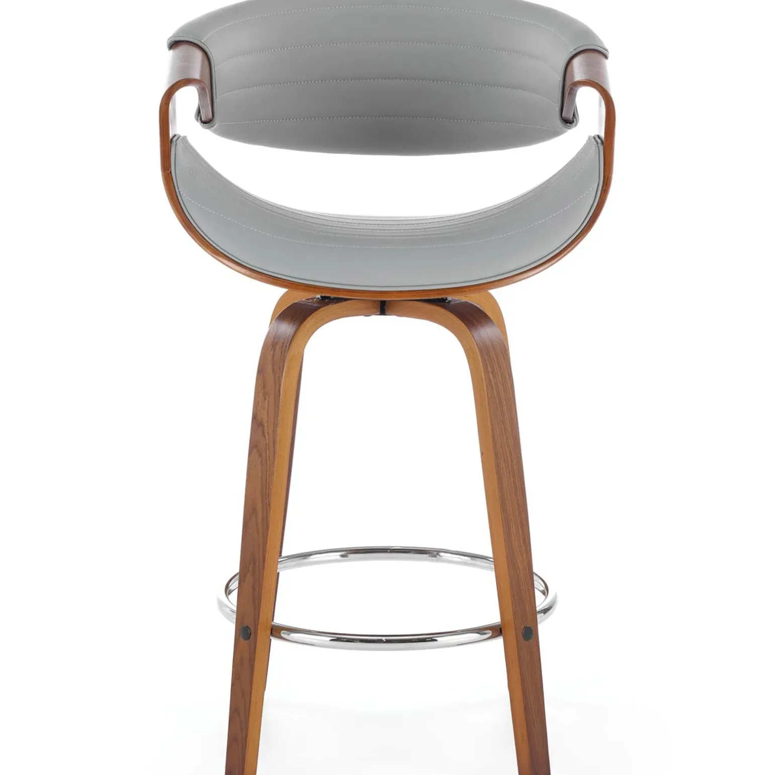 Sgabello alto da bar in ecopelle moderno noce grigio Ruby