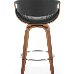 Sgabello alto da bar in ecopelle moderno noce nero Ruby