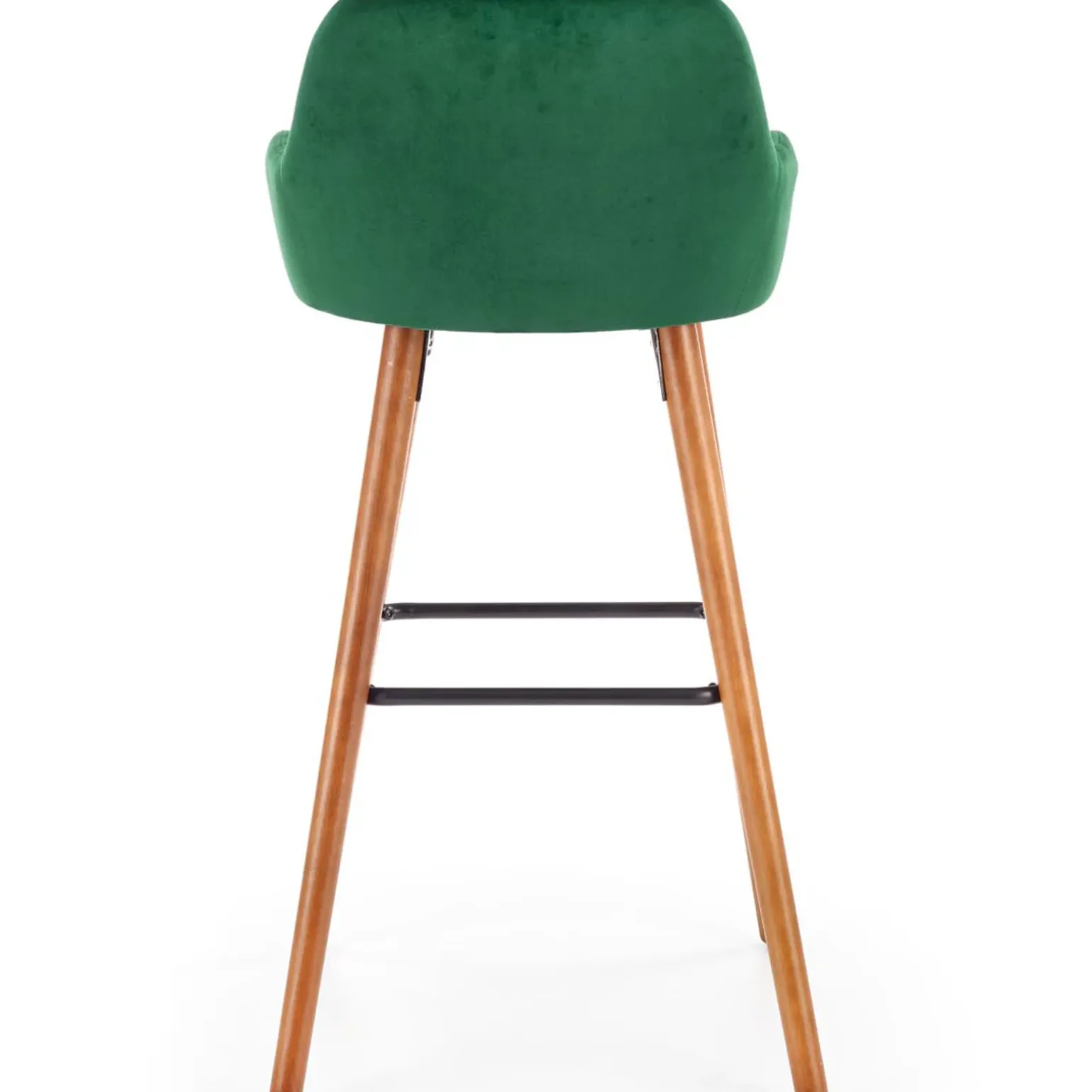 Sgabello alto imbottito stile scandinavo in velluto verde scuro rovere Nate