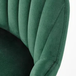 Sgabello alto imbottito stile scandinavo in velluto verde scuro rovere Nate