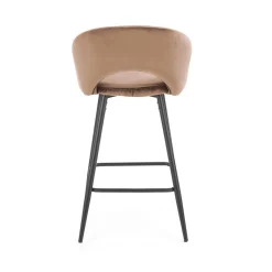 Sgabello alto moderno da bar in velluto beige nero Fober