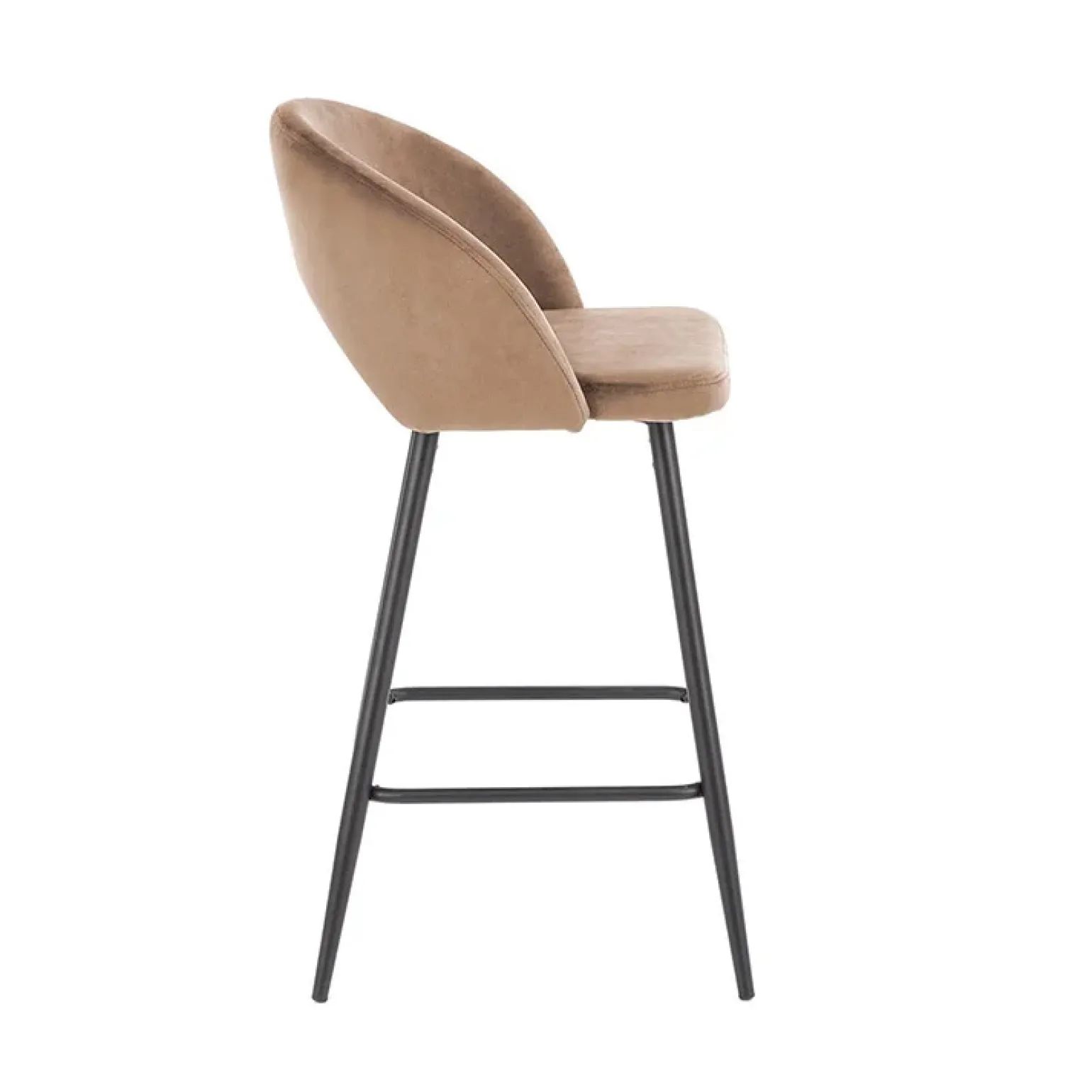 Sgabello alto moderno da bar in velluto beige nero Fober