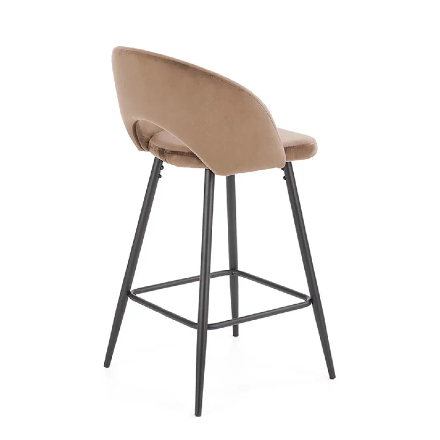 Sgabello alto moderno da bar in velluto beige nero Fober