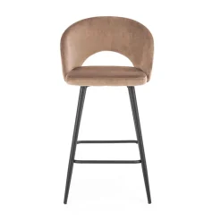 Sgabello alto moderno da bar in velluto beige nero Fober