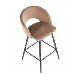 Sgabello alto moderno da bar in velluto beige nero Fober