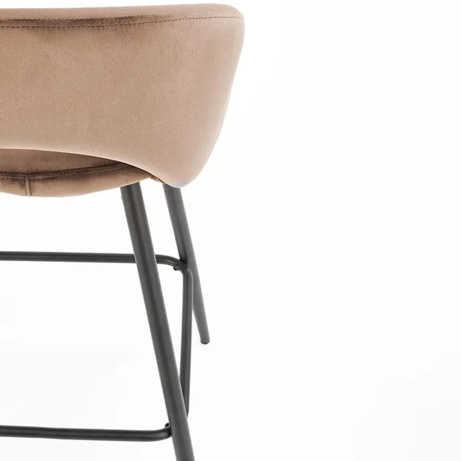 Sgabello alto moderno da bar in velluto beige nero Fober