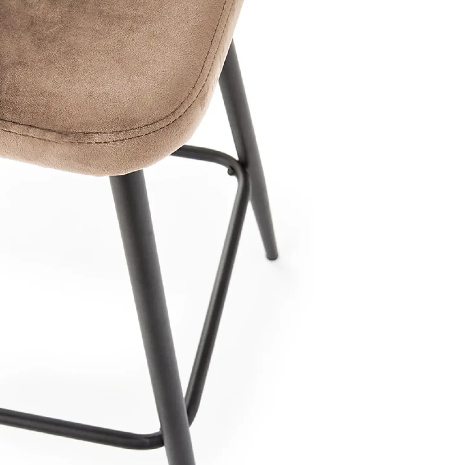 Sgabello alto moderno da bar in velluto beige nero Fober